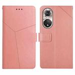 For Huawei P50 Y Stitching Horizontal Flip Leather Phone Case with Holder & Card Slots & Wallet & Photo Frame(Rose Gold)