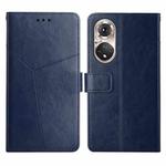 For Huawei P50 Pro Y Stitching Horizontal Flip Leather Phone Case with Holder & Card Slots & Wallet & Photo Frame(Blue)