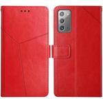 For Samsung Galaxy Note20 Y Stitching Horizontal Flip Leather Case with Holder & Card Slots & Wallet & Photo Frame(Red)