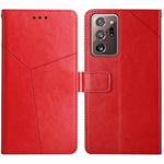 For Samsung Galaxy Note20 Ultra Y Stitching Horizontal Flip Leather Case with Holder & Card Slots & Wallet & Photo Frame(Red)