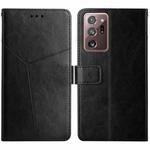 For Samsung Galaxy Note20 Ultra Y Stitching Horizontal Flip Leather Case with Holder & Card Slots & Wallet & Photo Frame(Black)