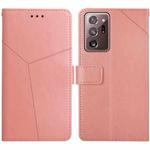 For Samsung Galaxy Note20 Ultra Y Stitching Horizontal Flip Leather Case with Holder & Card Slots & Wallet & Photo Frame(Rose Gold)