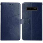 For Samsung Galaxy S10 Y Stitching Horizontal Flip Leather Case with Holder & Card Slots & Wallet & Photo Frame(Blue)