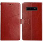 For Samsung Galaxy S10 Y Stitching Horizontal Flip Leather Case with Holder & Card Slots & Wallet & Photo Frame(Brown)