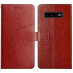 For Samsung Galaxy S10+ Y Stitching Horizontal Flip Leather Case with Holder & Card Slots & Wallet & Photo Frame(Brown)