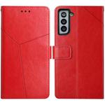 For Samsung Galaxy S21+ 5G Y Stitching Horizontal Flip Leather Case with Holder & Card Slots & Wallet & Photo Frame(Red)