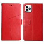 For iPhone 11 Pro Max Y Stitching Horizontal Flip Leather Phone Case with Holder & Card Slots & Wallet & Photo Frame (Red)