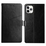 For iPhone 11 Pro Max Y Stitching Horizontal Flip Leather Phone Case with Holder & Card Slots & Wallet & Photo Frame (Black)