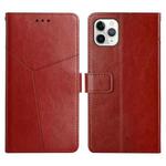 For iPhone 12 Pro Max Y Stitching Horizontal Flip Leather Phone Case with Holder & Card Slots & Wallet & Photo Frame(Brown)