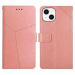 For iPhone 13 mini Y Stitching Horizontal Flip Leather Phone Case with Holder & Card Slots & Wallet & Photo Frame (Rose Gold)