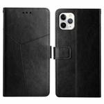 For iPhone 13 Pro Y Stitching Horizontal Flip Leather Phone Case with Holder & Card Slots & Wallet & Photo Frame (Black)