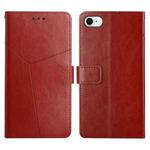 For iPhone SE 2022 / SE 2020 / 8 / 7 Y Stitching Horizontal Flip Leather Phone Case with Holder & Card Slots & Wallet & Photo Frame(Brown)