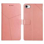 For iPhone SE 2022 / SE 2020 / 8 / 7 Y Stitching Horizontal Flip Leather Phone Case with Holder & Card Slots & Wallet & Photo Frame(Rose Gold)