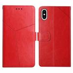 For iPhone X / XS Y Stitching Horizontal Flip Leather Phone Case with Holder & Card Slots & Wallet & Photo Frame(Red)