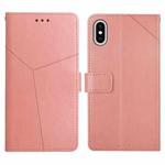 For iPhone X / XS Y Stitching Horizontal Flip Leather Phone Case with Holder & Card Slots & Wallet & Photo Frame(Rose Gold)