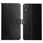 For iPhone XR Y Stitching Horizontal Flip Leather Phone Case with Holder & Card Slots & Wallet & Photo Frame(Black)