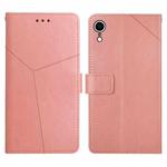For iPhone XR Y Stitching Horizontal Flip Leather Phone Case with Holder & Card Slots & Wallet & Photo Frame(Rose Gold)