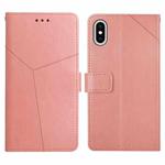 For iPhone XS Max Y Stitching Horizontal Flip Leather Phone Case with Holder & Card Slots & Wallet & Photo Frame(Rose Gold)