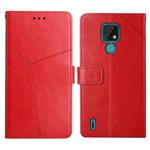 For Motorola Moto E7 Y Stitching Horizontal Flip Leather Phone Case with Holder & Card Slots & Wallet & Photo Frame(Red)