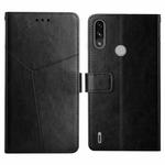 For Motorola Moto E7 Power Y Stitching Horizontal Flip Leather Phone Case with Holder & Card Slots & Wallet & Photo Frame(Black)