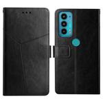 For Motorola Edge 20 Y Stitching Horizontal Flip Leather Phone Case with Holder & Card Slots & Wallet & Photo Frame(Black)