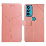 For Motorola Edge 20 Y Stitching Horizontal Flip Leather Phone Case with Holder & Card Slots & Wallet & Photo Frame(Rose Gold)