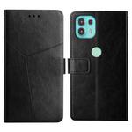 For Motorola Edge 20 Lite Y Stitching Horizontal Flip Leather Phone Case with Holder & Card Slots & Wallet & Photo Frame(Black)