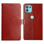 For Motorola Edge 20 Lite Y Stitching Horizontal Flip Leather Phone Case with Holder & Card Slots & Wallet & Photo Frame(Brown)