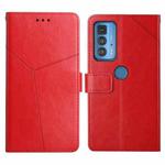 For Motorola Edge 20 Pro Y Stitching Horizontal Flip Leather Phone Case with Holder & Card Slots & Wallet & Photo Frame(Red)