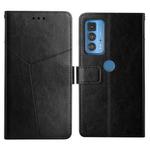 For Motorola Edge 20 Pro Y Stitching Horizontal Flip Leather Phone Case with Holder & Card Slots & Wallet & Photo Frame(Black)