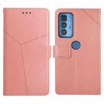 For Motorola Edge 20 Pro Y Stitching Horizontal Flip Leather Phone Case with Holder & Card Slots & Wallet & Photo Frame(Rose Gold)