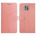 For Motorola Moto G Power 2021 Y Stitching Horizontal Flip Leather Phone Case with Holder & Card Slots & Wallet & Photo Frame(Rose Gold)