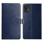 For Motorola Moto G Stylus 2021 Y Stitching Horizontal Flip Leather Phone Case with Holder & Card Slots & Wallet & Photo Frame(Blue)