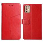 For Motorola Moto G9 Plus Y Stitching Horizontal Flip Leather Phone Case with Holder & Card Slots & Wallet & Photo Frame(Red)