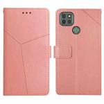 For Motorola Moto G9 Power Y Stitching Horizontal Flip Leather Phone Case with Holder & Card Slots & Wallet & Photo Frame(Rose Gold)