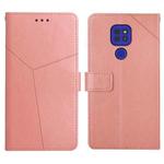 For Motorola Moto G9 / G9 Play Y Stitching Horizontal Flip Leather Phone Case with Holder & Card Slots & Wallet & Photo Frame(Rose Gold)