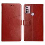 For Motorola Moto G10 / G20 / G30 Y Stitching Horizontal Flip Leather Phone Case with Holder & Card Slots & Wallet & Photo Frame(Brown)
