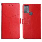 For Motorola Moto G50 Y Stitching Horizontal Flip Leather Phone Case with Holder & Card Slots & Wallet & Photo Frame(Red)