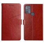 For Motorola Moto G50 Y Stitching Horizontal Flip Leather Phone Case with Holder & Card Slots & Wallet & Photo Frame(Brown)