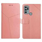 For Motorola Moto G60S Y Stitching Horizontal Flip Leather Phone Case with Holder & Card Slots & Wallet & Photo Frame(Rose Gold)