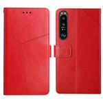 For Sony Xperia 1 III Y Stitching Horizontal Flip Leather Phone Case with Holder & Card Slots & Wallet & Photo Frame(Red)