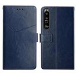 For Sony Xperia 1 III Y Stitching Horizontal Flip Leather Phone Case with Holder & Card Slots & Wallet & Photo Frame(Blue)