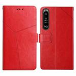 For Sony Xperia 5 III Y Stitching Horizontal Flip Leather Phone Case with Holder & Card Slots & Wallet & Photo Frame(Red)