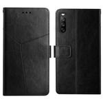 For Sony Xperia 10 III Y Stitching Horizontal Flip Leather Phone Case with Holder & Card Slots & Wallet & Photo Frame(Black)