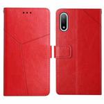 For Sony Xperia Ace II Y Stitching Horizontal Flip Leather Phone Case with Holder & Card Slots & Wallet & Photo Frame(Red)