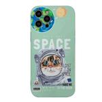 Space Cat IMD TPU Shockproof Phone Case For iPhone 13 Pro(Green)