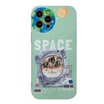 Space Cat IMD TPU Shockproof Phone Case For iPhone 12 Pro Max(Green)