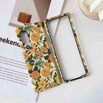 For Samsung Galaxy Z Fold3 5G Small Floral Shockproof PC + Water Paste Folding Phone Protective Case(Yellow Chrysanthemum)