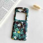 For Motorola Razr 5G Small Floral Shockproof PC + Water Paste Folding Phone Protective Case(Flower Bush Green Leaves)