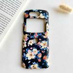 For Motorola Razr 5G Small Floral Shockproof PC + Water Paste Folding Phone Protective Case(Black Orchid)